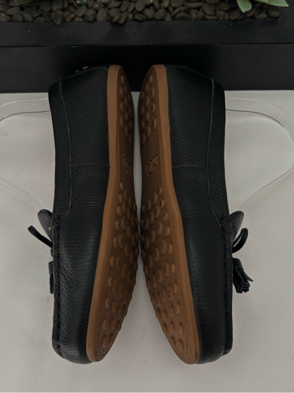 COACH GREENWICH BLACK PEBBLED LEATHER DRIVING LOAFER DECORATIVE “C” LOGO  SZ 5.5 - Picture 7 of 13